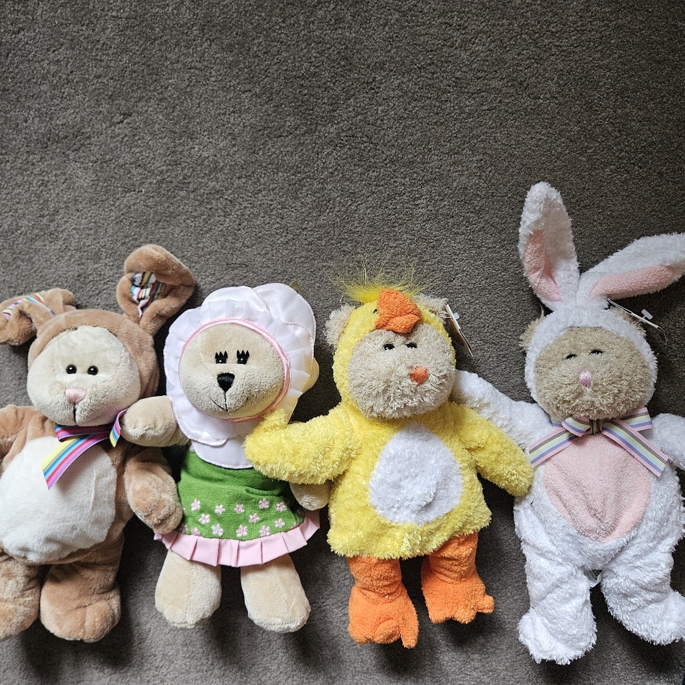 Set of Four Plush Starbucks Easter Bears- Like New